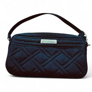 Vera Bradley Black Quilted Wristlet Silver Hardware